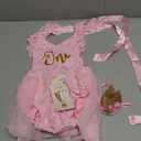 IBTOM CASTLE Baby Girl 1st Birthday Outfit, Boho Sleeveless Lace Tulle Romper Princess Tutu Dress One Year Old Clothes for Cake Smash Photoshoot Baby Shower Pink+Crown 12-18 Months, Size 90