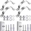 2 Pcs Heavy Duty Adjustable Pipe Bracket, 6 Inch Split Ring Hanger Clamp with Mounting Screws, Galvanized Steel Wall Strap for Round Gas Vent, Chimney, Drainage & Plastic Ventilation Pipes