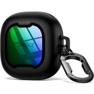 SURITCH for SHOKZ New OpenFit 2 Case Cover, Magnetic Locking Cases for SHOKZ OpenFit 2 Open-Ear Headphones, Shockproof Bumper Protective Covers with Carabiner & Keyring & Cleaner Kit, Green Sparkle
