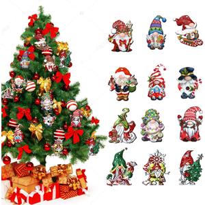 2 x Christmas Tree Decorations 36 PCS Wood Christmas Tree Ornaments Gnomes Christmas Ornaments Hanging for Home Indoors Outdoors Party Supplies Xmas Decor