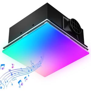 BSEED Wifi Smart Bathroom Exhaust Fan with Light, Bluetooth Speaker & Humidity Sensor, 230 CFM 1.5 Sone, 7 RGB Modes & 3CCT Adjustable Light & Nightlight, Music Sync, App/Remote Control, Easy Install
