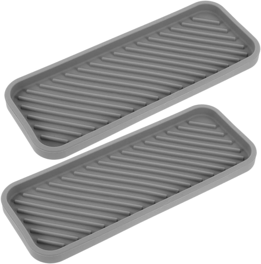 2pcs Bathroom Tray Lotion Holder Rv Accessory Silicone Organizer Vanities Storage Compact Easy to Clean