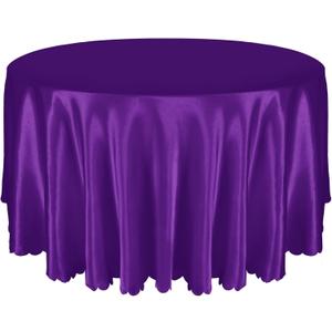 Entisn 1 Pack 90 Inch / 7.5 Ft Round Tablecloth, Purple Satin Table Cloth for 30-72 Inch Table, Overlay Bright Silky Satin Table Cover, Wrinkle Resistant Table Decoration for Wedding Banquet Party