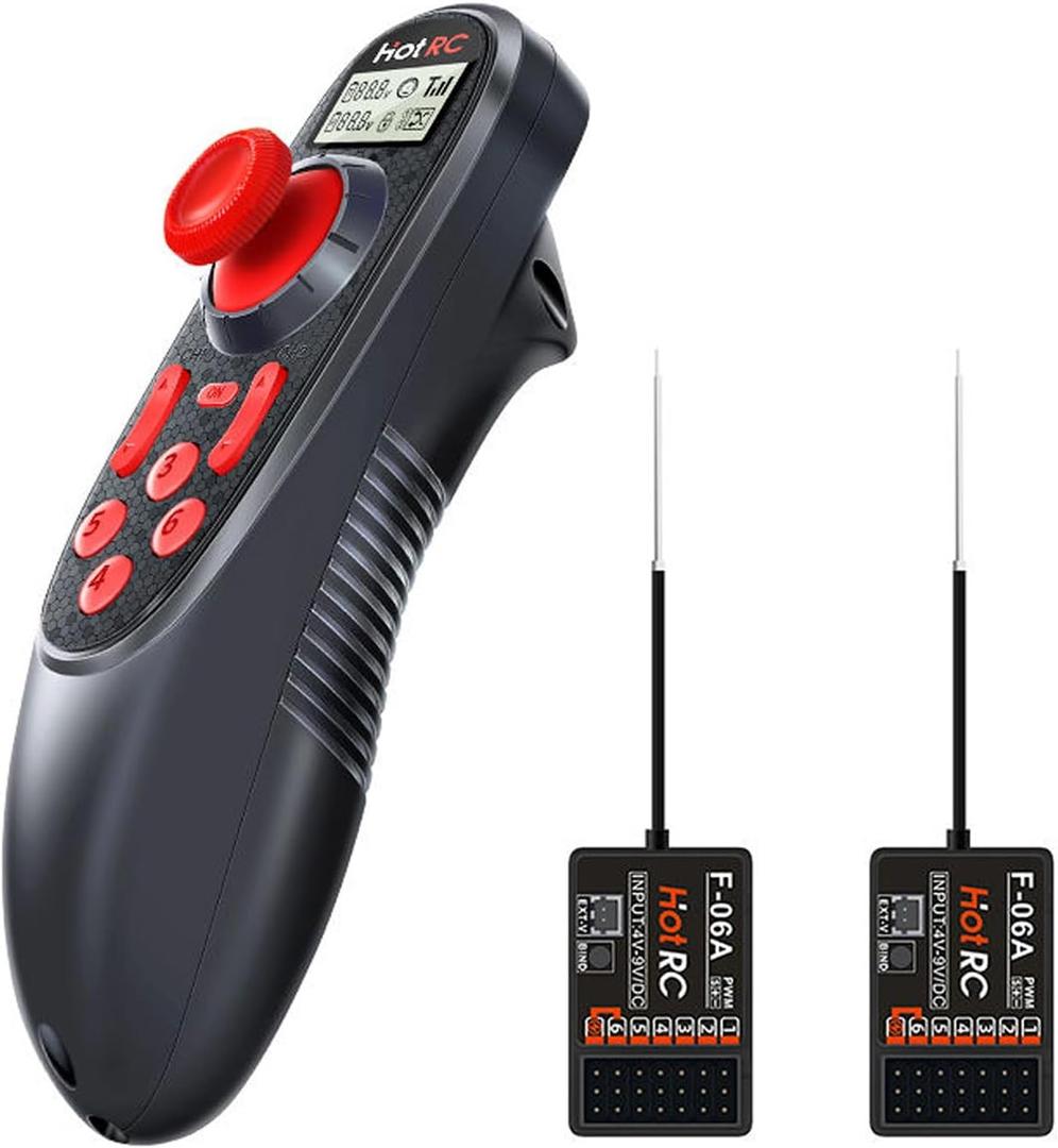 HOTRC DS-600 6CH 2.4GHz RC Transmitter and Receiver Remote Controller with DS 600 PWM 6 Channel Receiver for RC Boat (w/ 2 receiver)