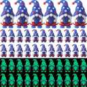DoubleFill 50 Pcs Glow in The Dark Mini Gnomes Figurines Decoration Luminous 4th of July Miniature Patriotic Gnomes Figures for Independence Day Gifts Decor Veterans Memorial Day Party Table(Heart), Pack 3