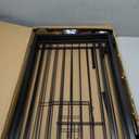Full Metal Freestanding Dog Gate with Cat Door for Indoor & Outdoor,32" Tall Foldable Dog Fence,80" Extra Wide Freestanding Pet Gate for Large Openings,Stairs,Deck,Yard,Doorways(4 Panels,Black)
