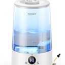 Homvana 3.6L Cool Mist Humidifiers for Bedroom, Large Room, House, Office, Living Room, 34H Top Fill, Aroma, Essential Oil Diffuser for Home, Portable Mini Air Humidifier for Hotel Scent (Transparent)