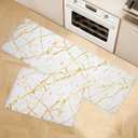 UKISS marbling Kitchen Rugs, Cushioned Kitchen Mats, Anti Fatigue Mat for Floor, Waterproof Kitchen RugNon-Slip Comfort Standing Mat for Kitchen&Office (White, 17.3 x 28 inches+17.3 x 47inches)