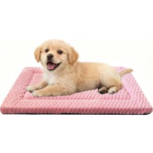 Dog Bed Crate Mat, Soft Durable Washable Anti-Slip Kennel Pad for Dogs & Cats, Reversible (Pink, S(24"*18"*1.5"))