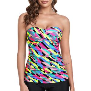 RELLECIGA Women's Ruched Tankini Top (Large)