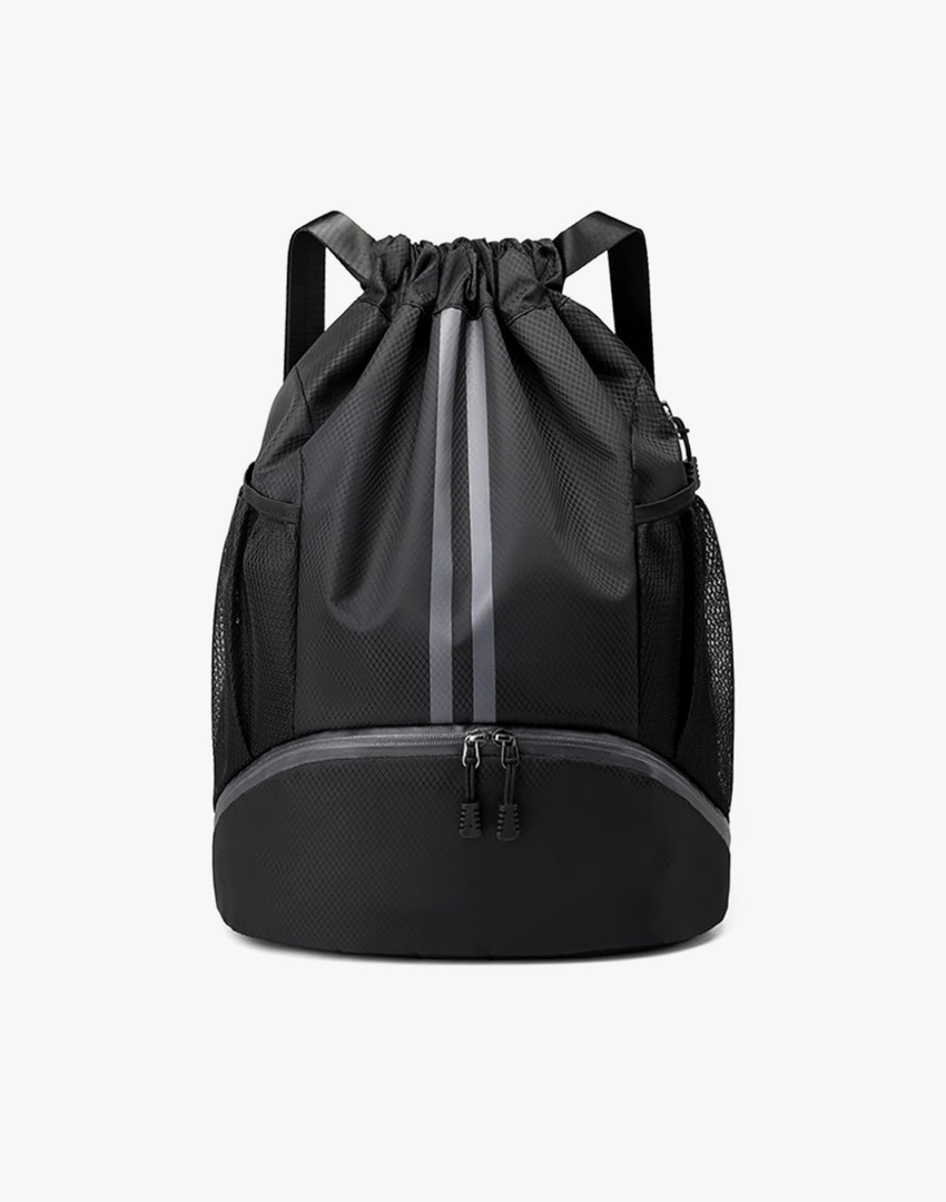 Drawstring Backpack Gym Bag with Shoes Compartment for Soccer, Basketball, Swim, Water-Resistant String Backpack Beach Cinch for Women Men