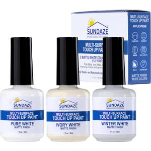 Sundaze Matte White Touch-Up Paint Pen Kit - Wall, Kitchen Cabinet, Furniture, Wood Door Touch Up - 3 Color Shades, Instantly Repair & Restore Scratches, Chips, Stains - Mix to Perfect Color Match