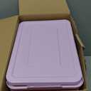 6 Pack Cute Plastic Storage Bins with Lids Decorative Stackable Storage Boxes 9.8" 7.3" 5.7" Small Storing Totes for Organizing Craft Office Supplies (Pink,Purple)