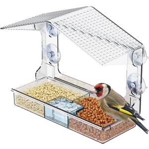 Yieach Acrylic Window Bird Feeders with Strong Suction Cups for Cats,Kid and Birds Lovers Gifts,Clear Bird Feeder for Window Viewing,Large Window Mount Birdfeeder,Birds House for Outdoors,Balcony