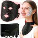 Red Light Therapy for Face & Neck, Red Light Mask with 850nm NIR, 7-1 Colors LED Light Therapy mask, Rechargeable LED Face & Neck Mask for Anti-Aging, Skin Firming & Radiant Glow at Home (Black)
