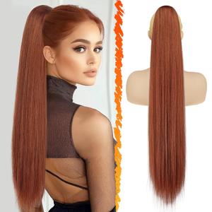 BARSDAR Auburn Ponytail Extension - 30 Inch Long Straight Drawstring Ponytail Hair Extensions for Women, Soft Synthetic Clip in Pony Tails Hairpieces Fake Ponytail Daily - Auburn