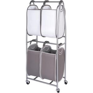 Neatfreak - 2 Tier Vertical Rolling Laundry Cart - Rolling Storage Cart On Wheels With 4 x Tote Hampers For Laundry, Towels, Blankets & Bathroom Organization - Quad Laundry Sorter