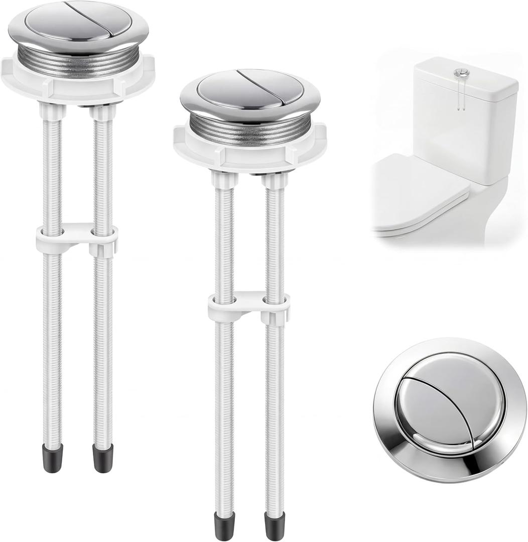 Enhon 2 Pack 48mm Toilet Tank Buttons, Flush Valve Dual Push Button Replacement Adjustable, Compatible with Glacier Bay Aquasource, American Standard, Twfords, Armitage Shanks, Geberit