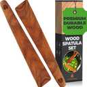 12 inch Teak Wood Spatula for Cast Iron, Small Wood Flipper, Egg Scraper, Flat Wooden Turner, Multipurpose Wood Cooking Utensil, Spatulas Perfect for Flipping, Serving, Scraping & Turning. Set of 2