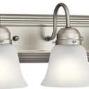 Kichler 24" 3-Light Vanity Bath Light in Brushed Nickel, Modern Bathroom Light with Clear Satin Etched Glass, (24" W x 8" H), 5337NIS