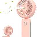 2 Pack RNKRUN Portable Handheld Misting Fan, 4000mAh USB Rechargeable Personal Mister Foldable Fan Battery Operated Spray Water Mist Fan Makeup Small Face Steamer for Travel Outdoors Office pink