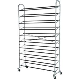 Amazon Basics 50-Pair Shoe Rack Organizer, Chrome, 35.8 x 14.6 x 59.5 inches