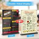 Acrylic Sign Holder 5x7, 12 Pack Double Sided Clear Display Stand with Black Base, T-Shape Table Number Holders, Plastic Picture Frames, Flyer Menu Brochure Sign Holder for Office, Show Fair, Restaurants