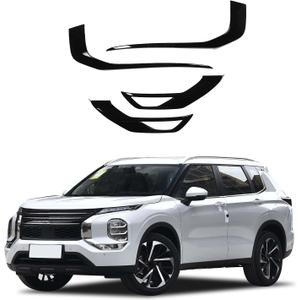 Front Grille Fog Light Trim Cover Compatible with Mitsubishi Outlander 2023 2024 Accessories, 4PCS Outlander Front Grille Side Bumper Trim Strip ABS Plastic (Glossy Black)