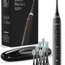 Aquasonic Black Series Ultra Whitening Toothbrush  ADA Accepted Electric Toothbrush- 8 Brush Heads & Travel Case  40,000 VPM Electric Motor & Wireless Charging - 4 Modes w Smart Timer