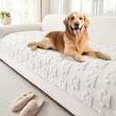 Waterproof Couch Cover for Dogs Washable,Fuzzy Pet Couch Covers for Sofa,Thick Soft Dog Mat Non-Slip Couch Covers for 3 Cushion Couch Sofa Pet Friendly (White, 35x82(1pc))