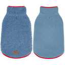 cyeollo Warm Dog Coat Sweater Reversible Dog Jacket Winter Fleece Sherpa Vest Pet Clothes Doggie Jackets for Cold Weather Puppy Cat Apparel Coats for Small Dogs, Blue, Size: M