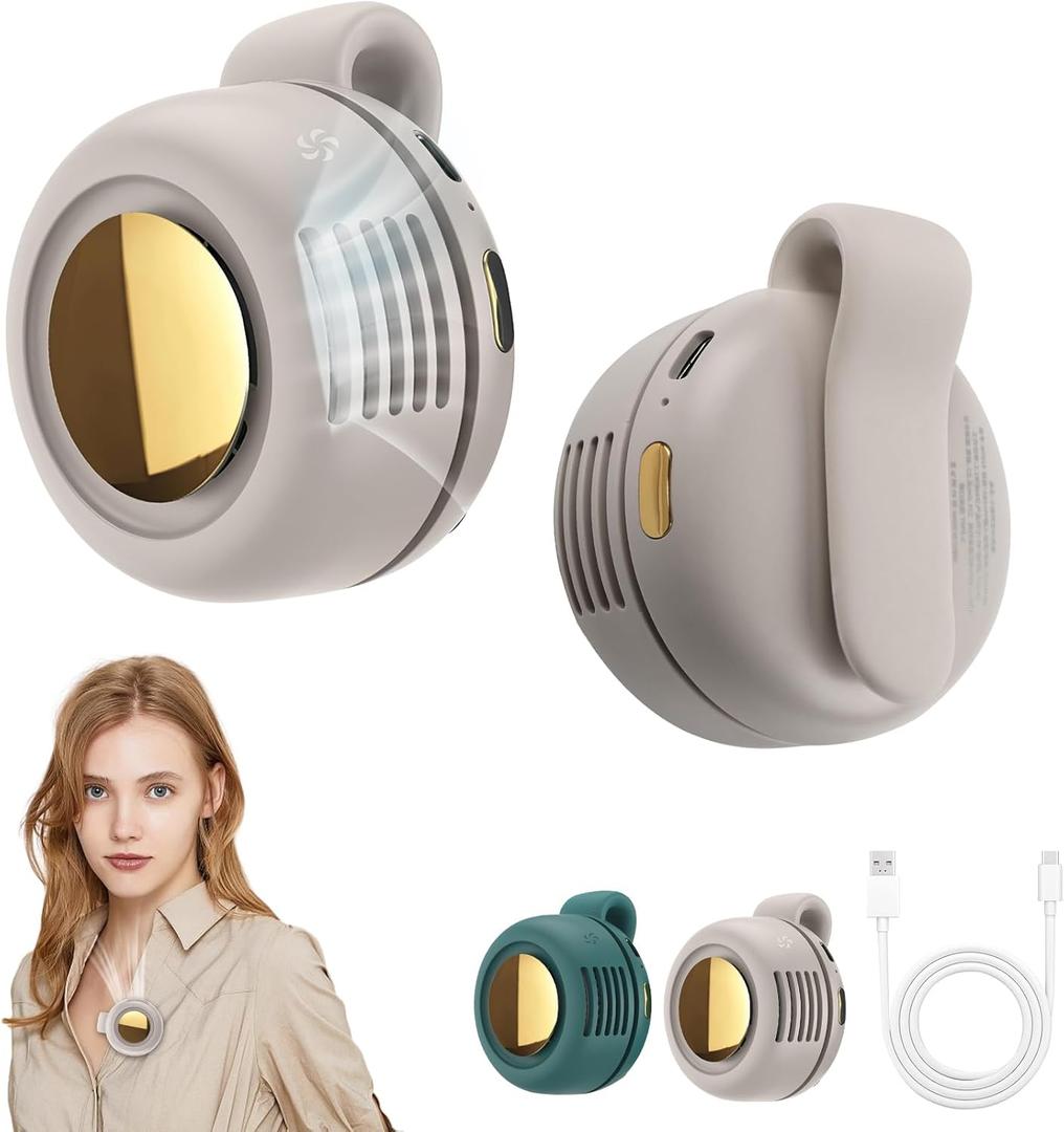 Portable Silent Mini Bladeless Electric Fan,Mini Clip on Fan for Shirt & Waist,3-Speeds Clip On Fans for Shirt,Rechargeable,for Office,Travel,Outdoors (White)