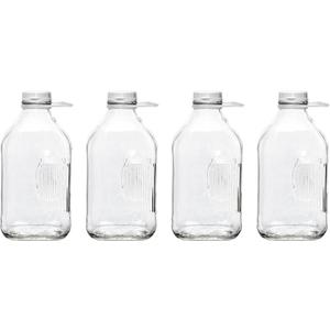 The Dairy Shoppe Glass Milk Bottle, Heavy Glass with 48 mm Lid, Creamery Style (64 oz/4 pk, Half Gallon)