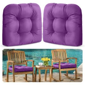 MAGIC ELEPHANT Outdoor Chair Cushions Set of 2, Memory Foam Seat Cushion Pads for Wicker Chair and Patio Furniture, 19 x 19 Inches (Purple)