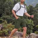 MAGCOMSEN Men's Hiking Cargo Shorts 9" Quick Dry Lightweight Shorts with 7 Pockets Outdoor Work Shorts Fishing Casual Size 34 (Green)