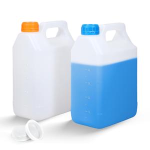 ASEVAT 2 Pcs 1.3 Gallon Jugs with Caps Empty Plastic Gallon Containers with Lids Oil Container Automotive Square F-Style Plastic Jug for Liquids Water Laundry Soaps Detergents Home and Commercial Use (Translucent)