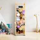 Stuffed Animal Storage & Organizer, Thick Wooden Toy Zoo Holder, Extra Large Capacity Plush Toy Cage for Toddler Rooms, Playrooms & Bedrooms, 16.14'' Wide Natural