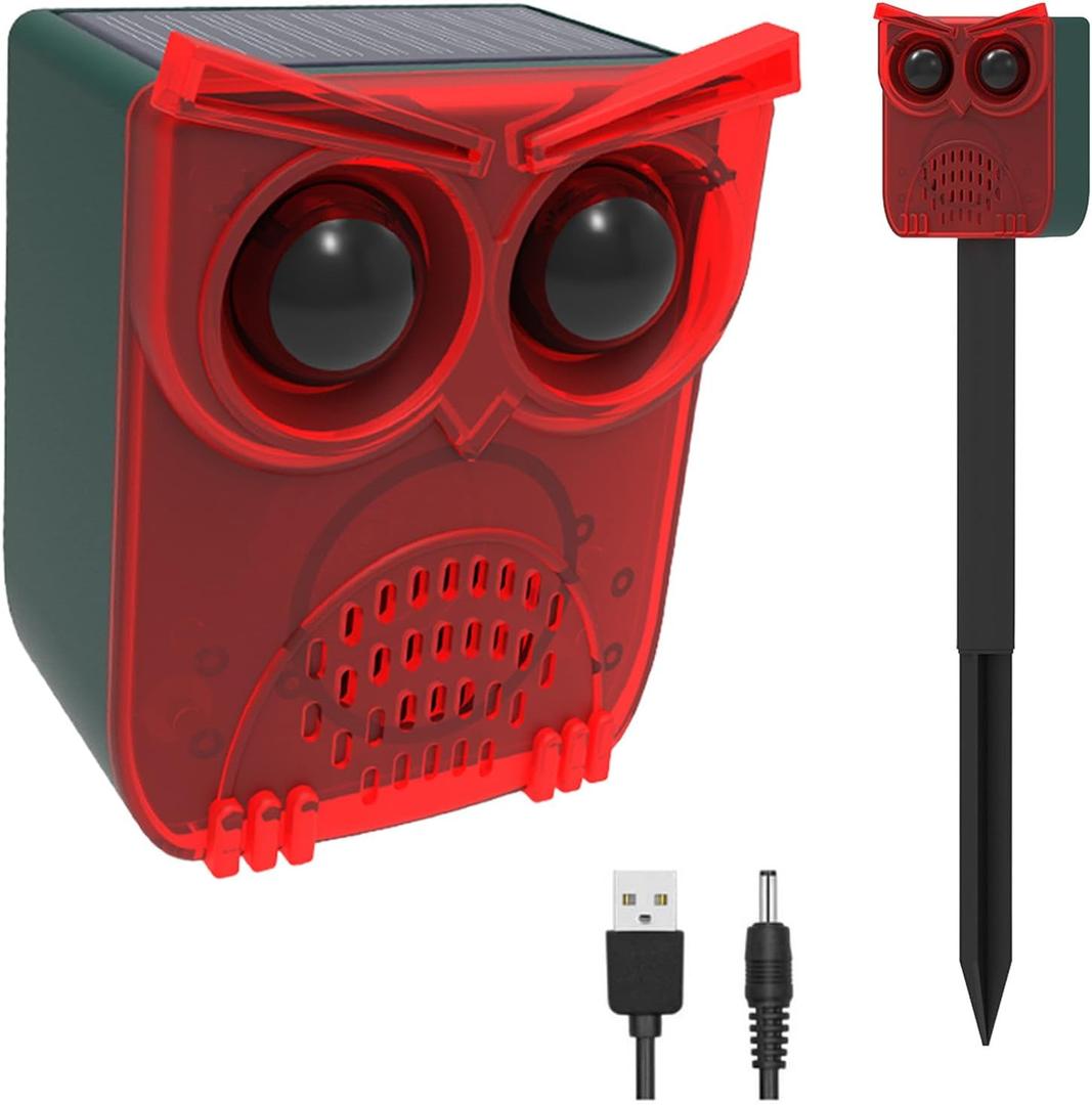 HULPPRE Solar Outdoor Motion Sensor Alarm-13 Sounds Including Dog Barking&Gunshot,130db Loud Noise Maker,4 Modes,Motion Activated Strobe Light,Say Goodbye to The intruders