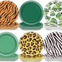 60Pcs Jungle Safari Party Paper Plates for Wild Animal Party Decorations 7In Zoo Animal Dessert Plates Disposable Tableware Dinnerware Set for Baby Shower Birthday Safari Themed Party Supplies