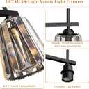 Crystal Bathroom Light Fixtures Over Mirror, Black 4-Light Bathroom Vanity Lights Over Mirror Modern Wall Lighting Sconces with Ceramic E26 Base (Bulbs Not Include)