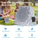 2-Pack Solar Powered Rock Speakers Outdoor Water-Resistant with 3 Mode Lights and Pair Function USB Rechargeable for Patio Garden Party Pool Outside(Two)