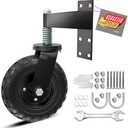 Uscaster 1pack Gate Wheel 8inch Fence Gate Wheel for Metal Tube Gate 360 Degree Rotation Spring Loaded Heavy Duty Gate Caster with Screws & Screwdriver（All Black）