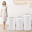 Metal Pleated Cylinder Pedestal Stands for Party, 3 Pieces Heavy Duty Round Cake Pedestal Stand Display Plinth Pillars Art Decor for Wedding Ceremony Birthday PartyMedium, White