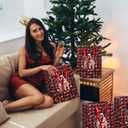 ForraFun 12 Pcs Funny Christmas Paper Bags Naughty Red Black Plaid Santa Gifts Bags for Women Men Husband Wife Holiday Xmas Party Favor