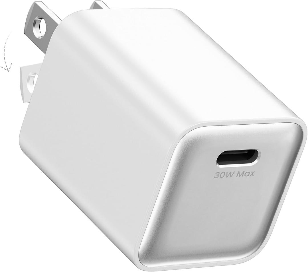 wegear 30W Compact Wall Charger, USB C Charger Block with GaN III Tech, PD3.0 PPS QC4.0 Fast Charging Foldable Power Adapter for iPhone 17 16 15, Galaxy, Pixel, iPad, AirPods (White, 1 Pack)