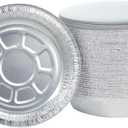 7 Inch Aluminum Round Foil Pans with Paper Lids 60pack Disposable Aluminum Tin for Roasting Baking Cooking