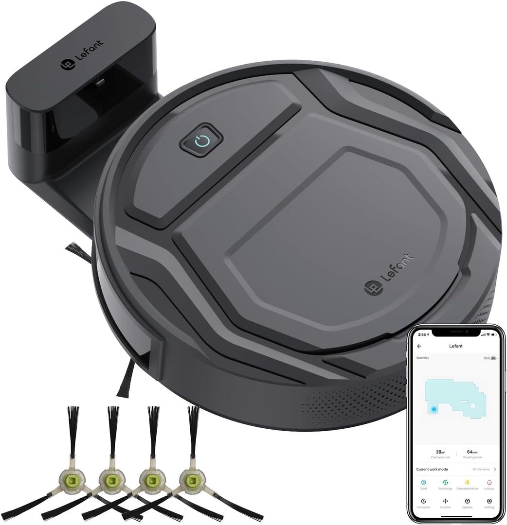 Lefant M210 Pro Robot Vacuum Cleaner, 2200Pa Suction, Super-Thin, Quiet, Self-Charging Robotic Vacuum Cleaner, Wi-Fi/APP, Compatible with Alexa(Gray)