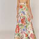 Women Floral Maxi Free Dress People Dupes Sexy Sleeveless Backless A-Line Long Flowy Dress FP Dup ES Back Cut Out Spaghetti Strap Flower Summer Beach Sundress Spring Wedding Guest Dress, Medium