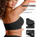 Vertvie Women Strapless Bra Seamless Push Up Bandeau Supportive Tube Top Comfortable Padded Bralette(Black,Large,Rib Knit) (Black, XL)