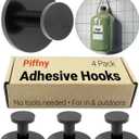 Round Adhesive Hooks for Hanging Towels, Clothes, Keys, and Robes in The Bathroom, Shower, Closet, Kitchen, and on Doors, Cabinets, and Countless Other Places - Black - 4 Pack